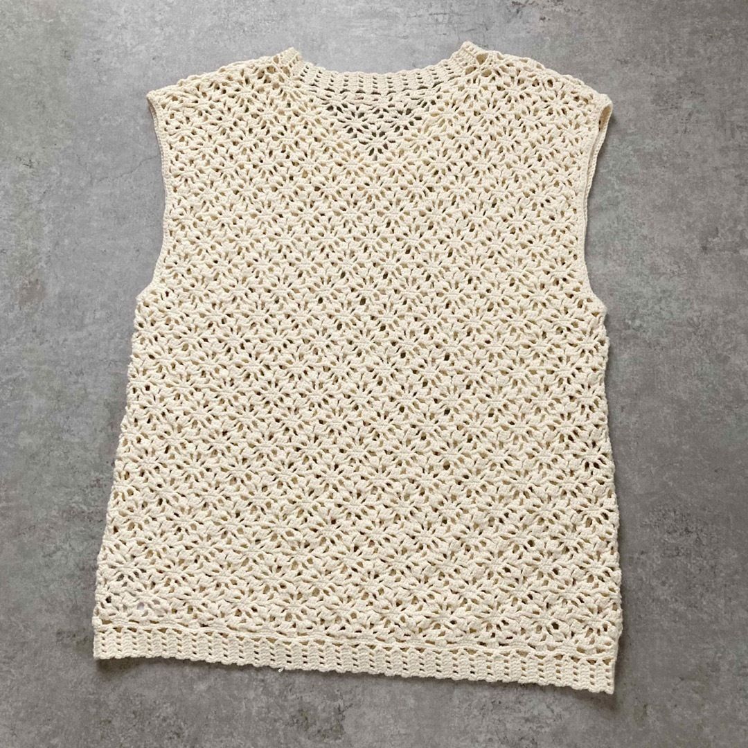  LUFON ルフォン CROCHET HAND KNIT VEST クロシェハンドニット ベスト アイボリー ユニセックス ニットベスト ベスト ジレ ビスチェ