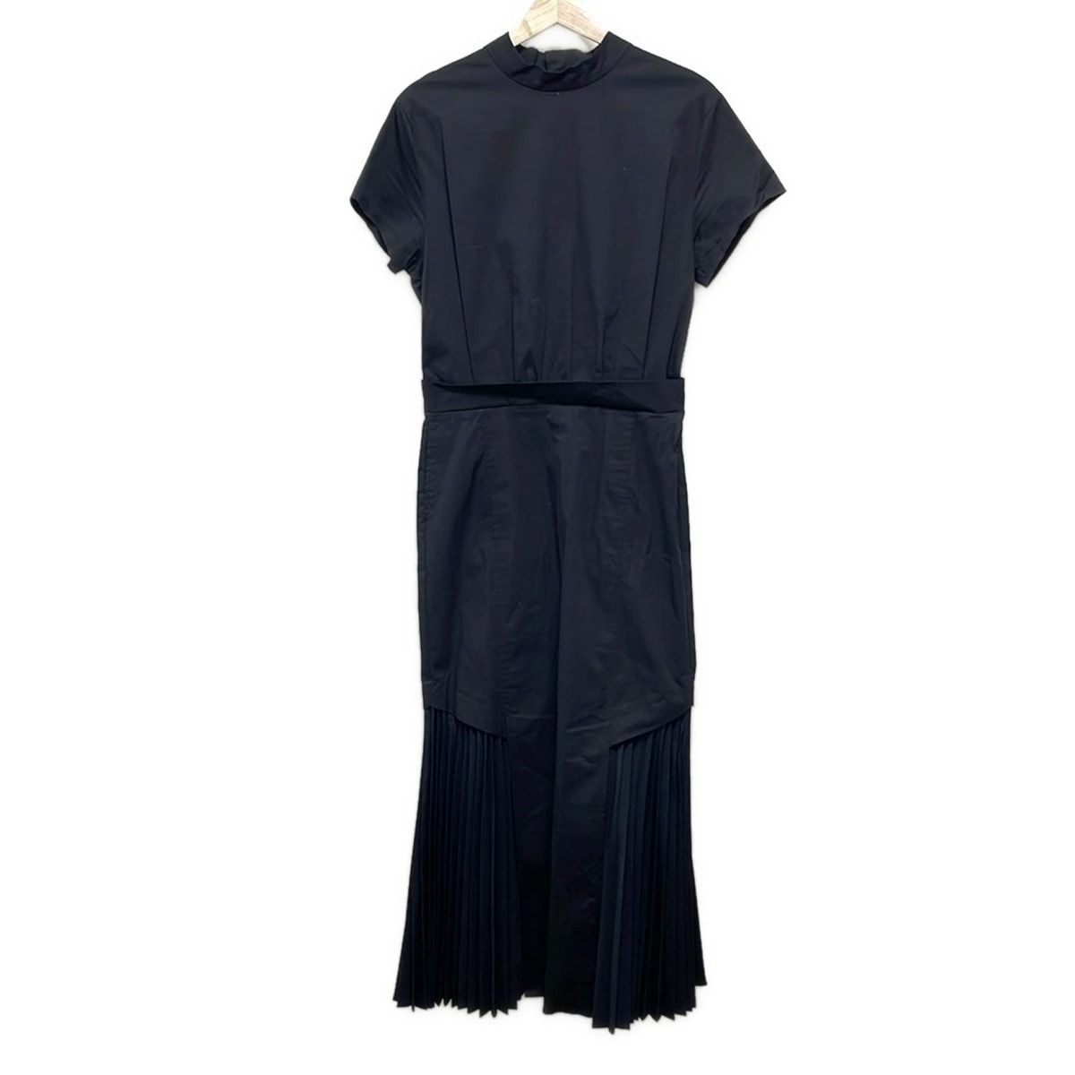 エレンディーク ワンピース サイズ02 M レディース - 黒 ハイネック 半袖 マキシ丈 プリーツ