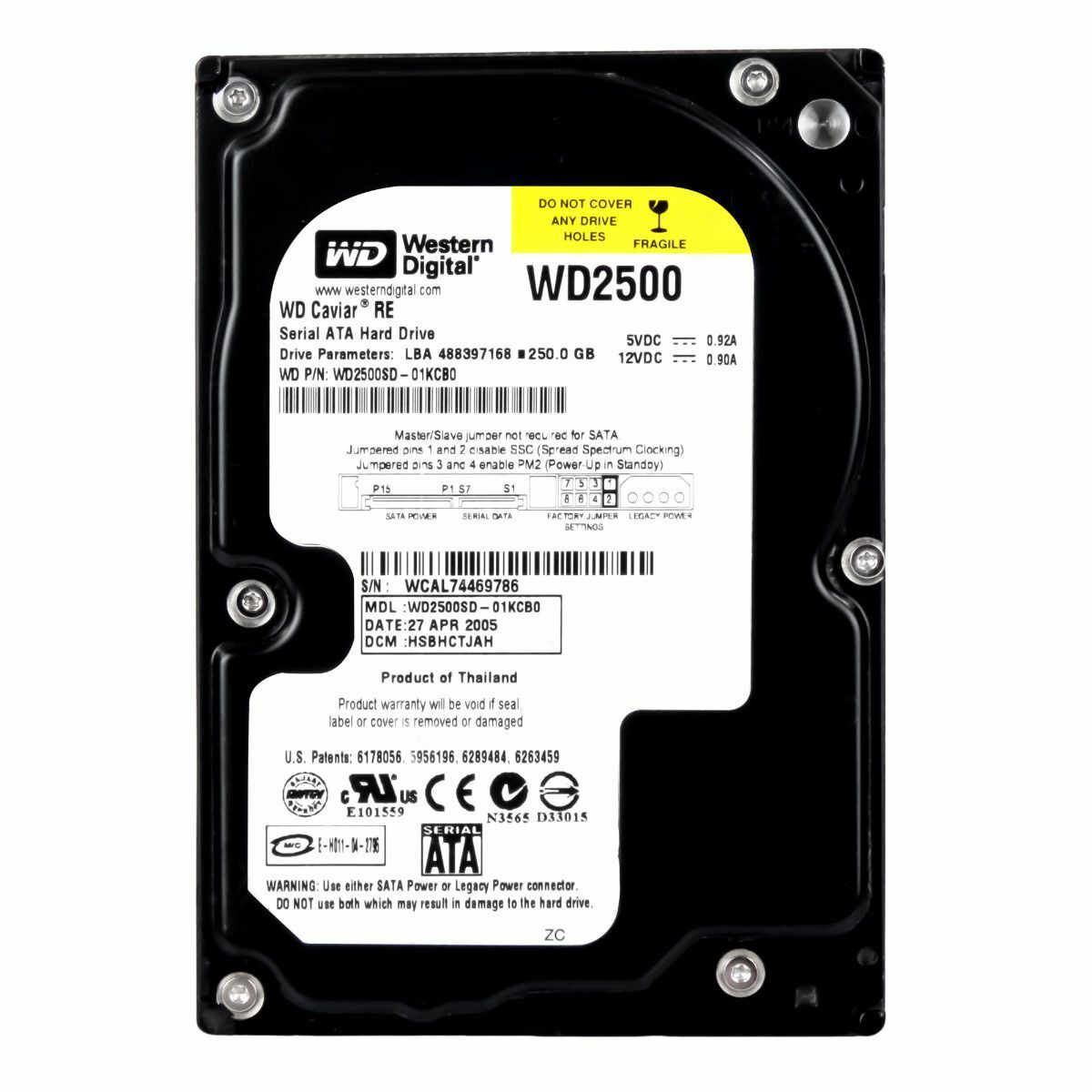 【3年保証】Western Digital Car SE 250GB 7200RPM MOLEX 8MB SATA WD2500SD 3.5 Inch