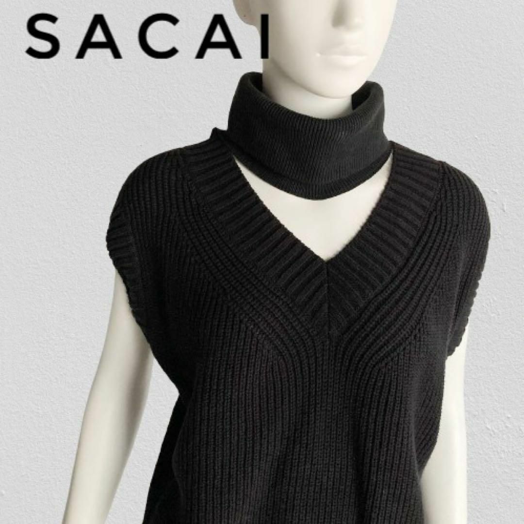 sacai カットアウトアシンメトリーニットベスト Knit Pullover サカイ