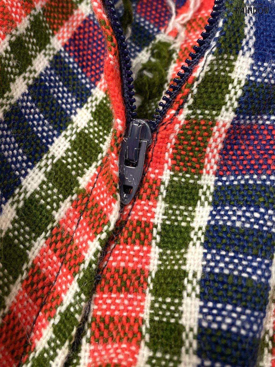  古着 ホルターネック リボン TALONジップ チェック柄 ウール ロング丈 キャミソール ワンピース オレンジ 緑 青 otu 2511030 その他 ワンピース