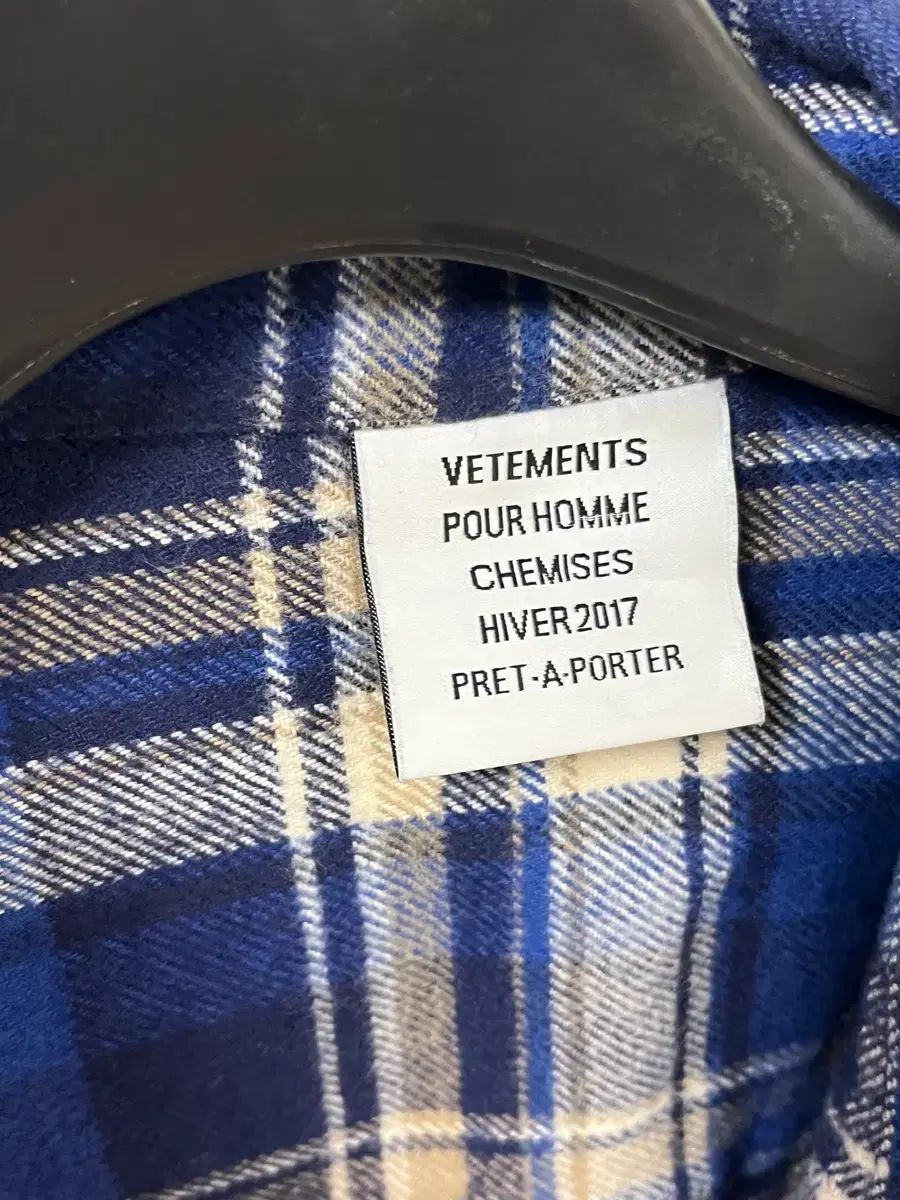  VETEMENTS ヴェトモン ブルー CHECKED シャツ 長袖 シャツ ブラウス