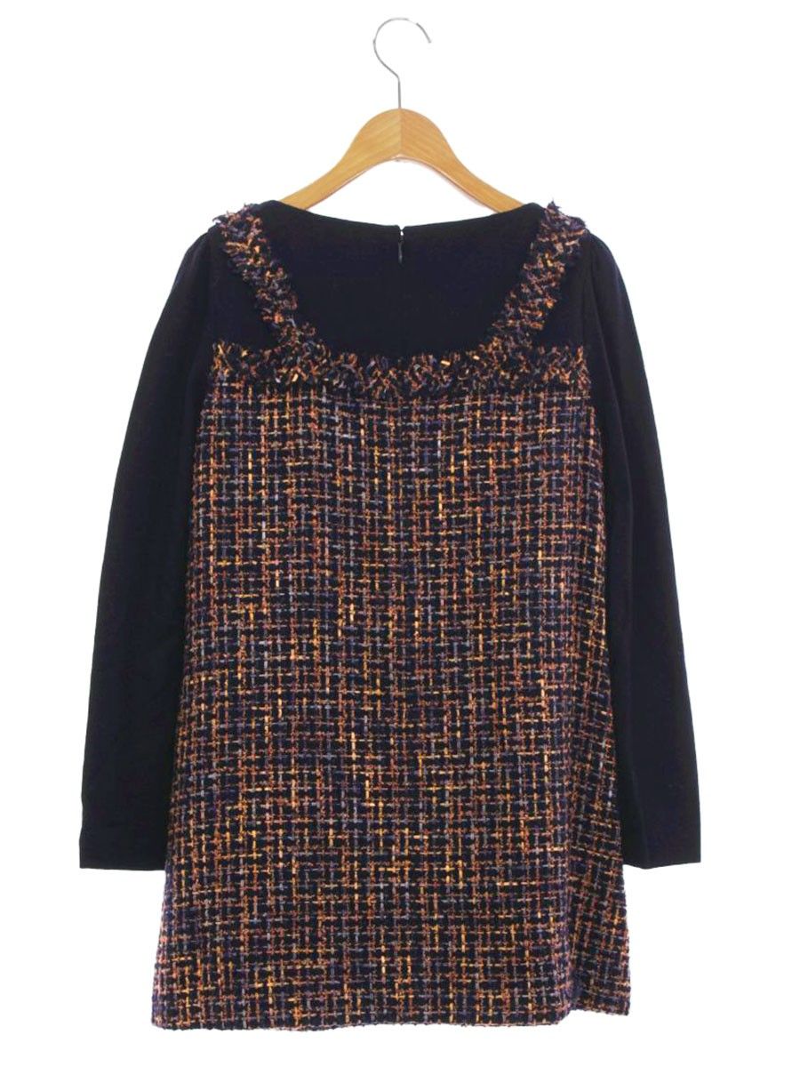 エムズグレイシー 115509 トップス 38 ネイビー マルチ ツィード リボン