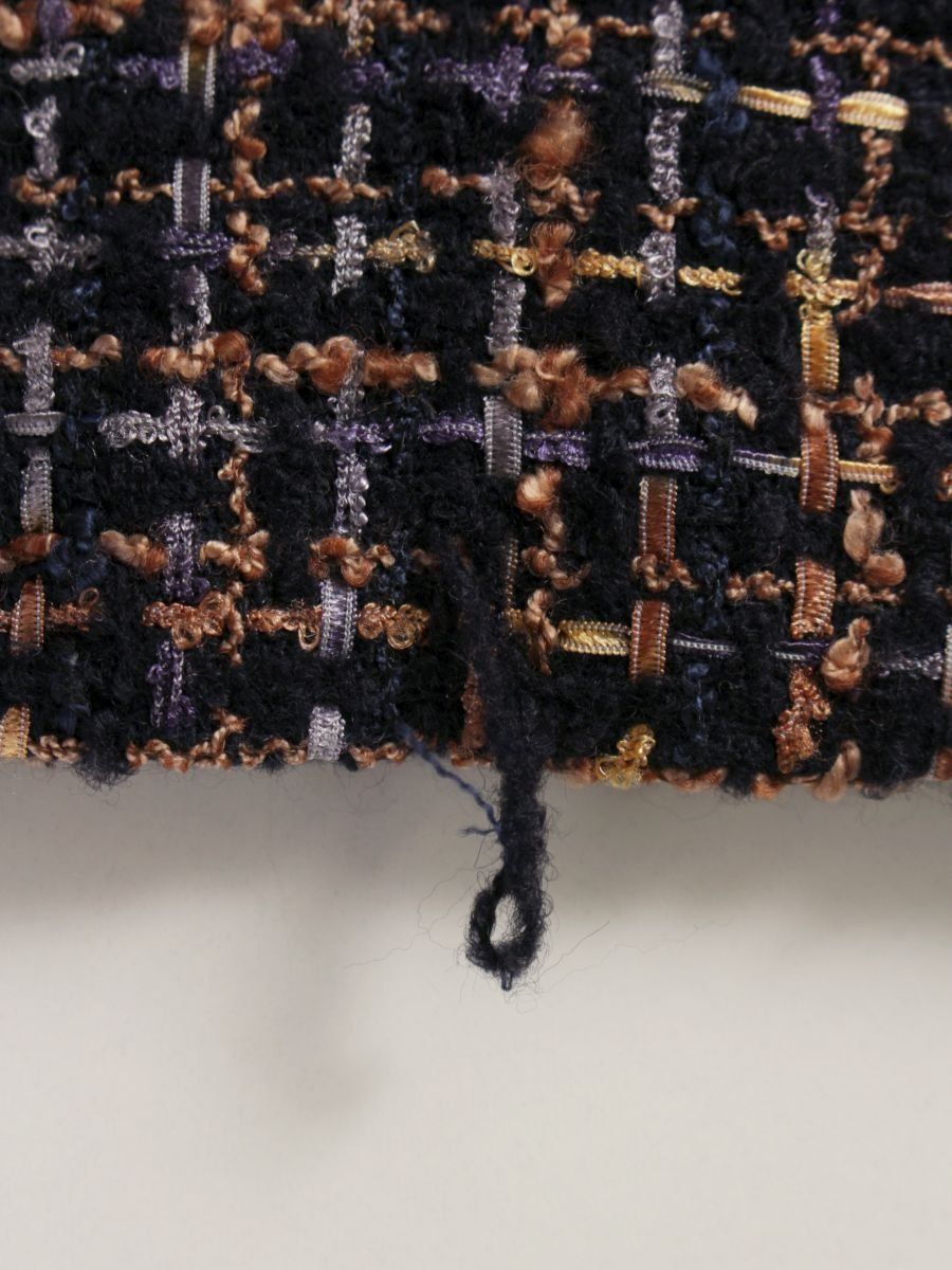  エムズグレイシー 115509 トップス 38 ネイビー マルチ ツィード リボン 半袖 チュニック