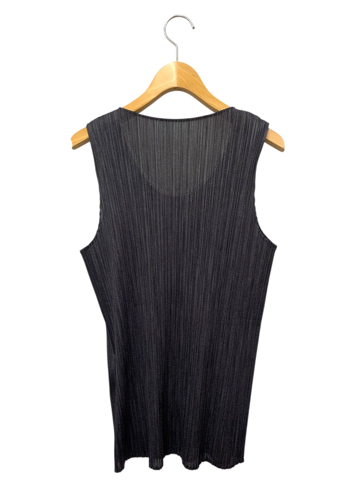 プリーツプリーズイッセイミヤケ PP 54-JK 400 カットソー 4 ブラック ノースリーブ メランジツイルプリント