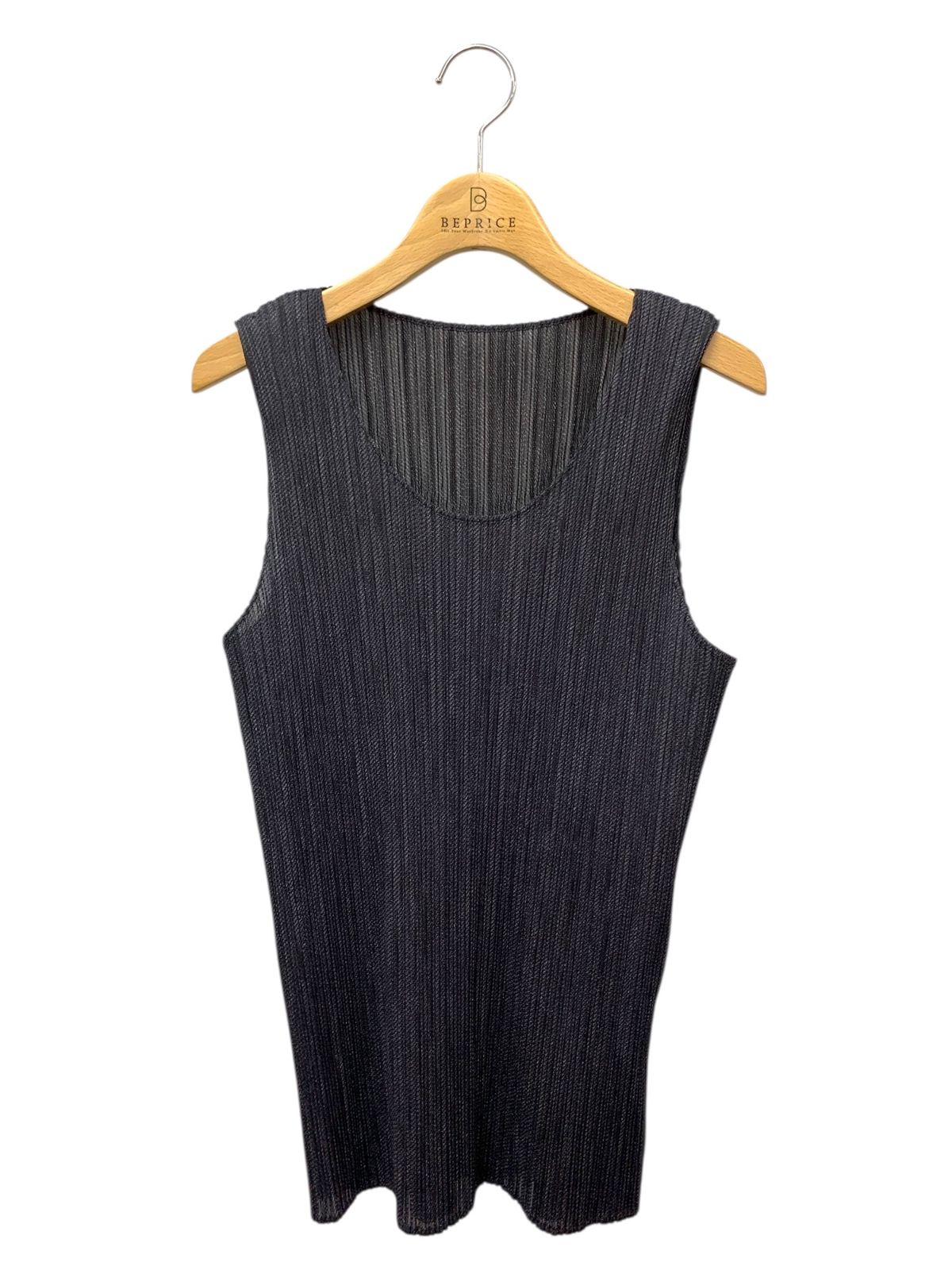 プリーツプリーズイッセイミヤケ PP 54 JK 400 カットソー 4 ブラック ノースリーブ メランジツイルプリント