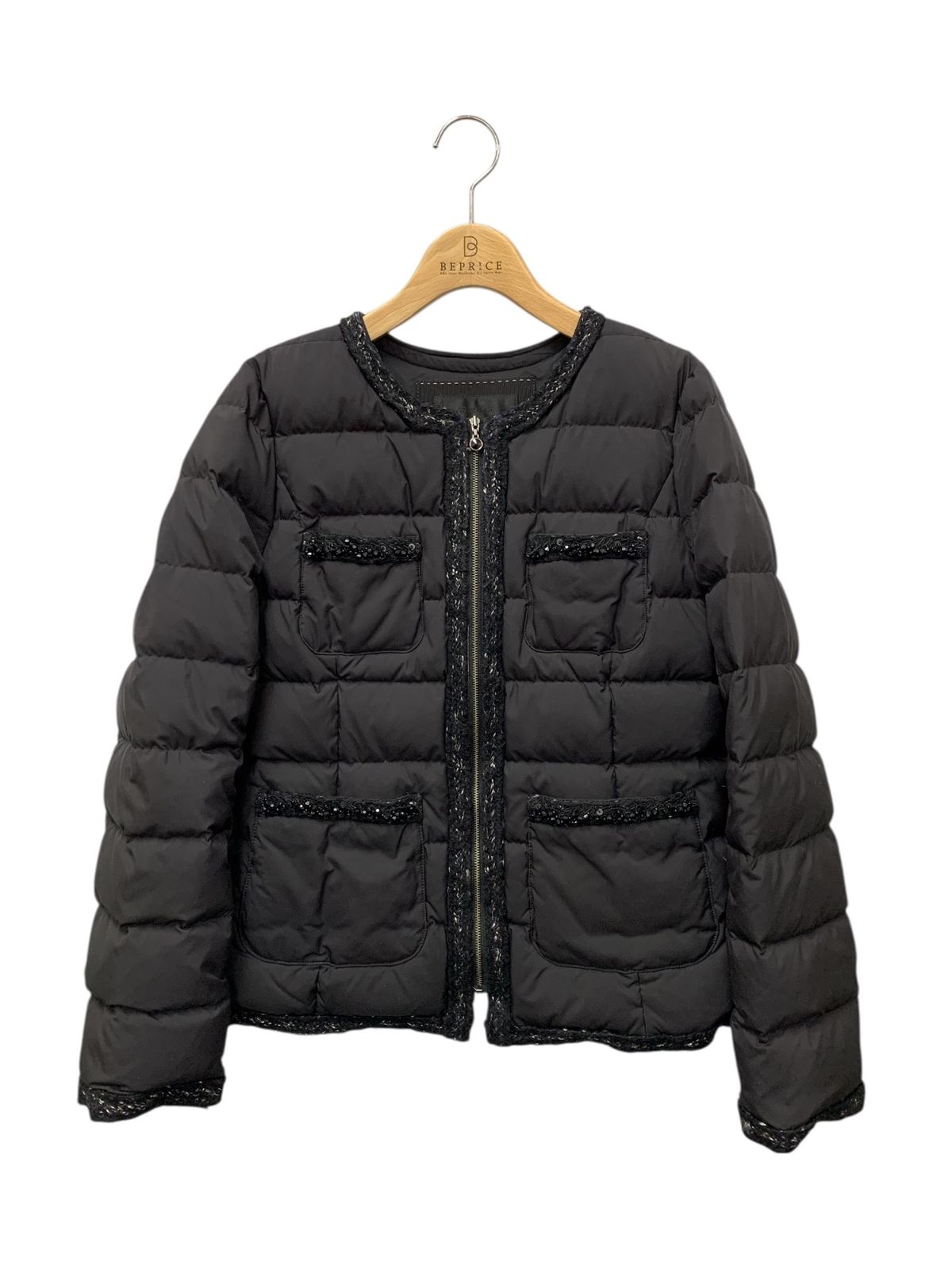 トゥービーシック W 5 A 03-246 コート 40 ブラック ツィード ビジュー