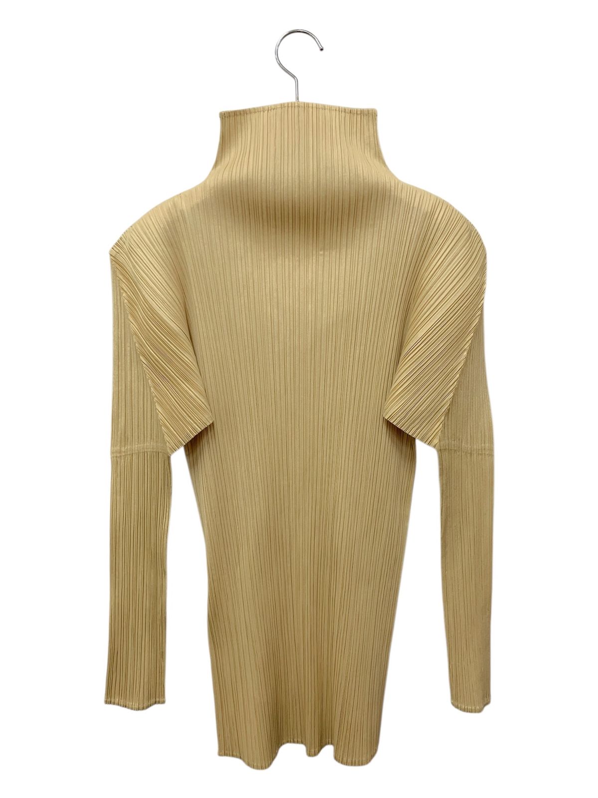 美品♡プリーツプリーズイッセイミヤケ/モックネック変形プリーツカットソー/3 プリーツプリーズイッセイミヤケ PP04-JK604 カットソー 3 ベージュ