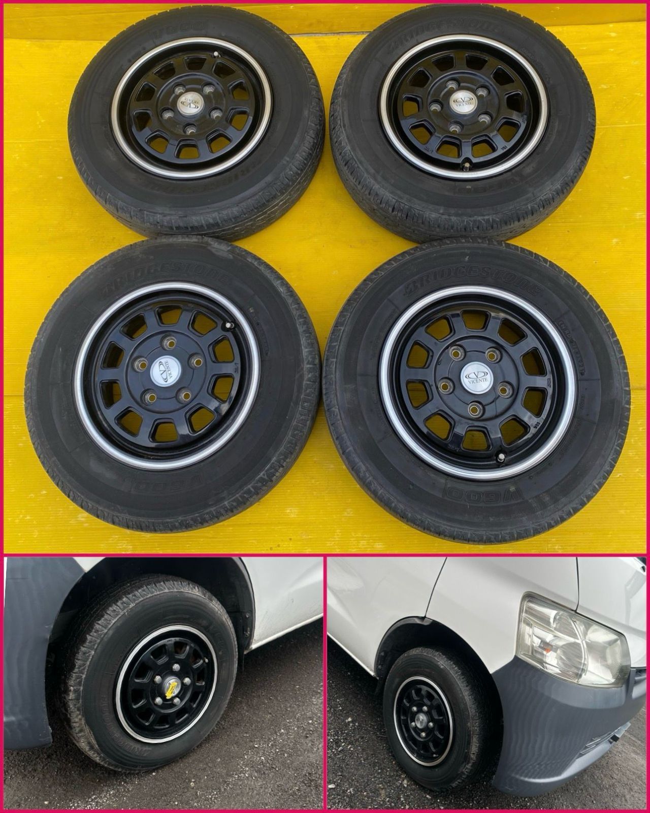 ZT 1524 4本 5穴 VICENTE アルミホイール 13 X 5 J ブリヂストンタイヤ 165 R LT 8 PR 2021 溝 58ｍｍ トヨタ タウンエース S 402