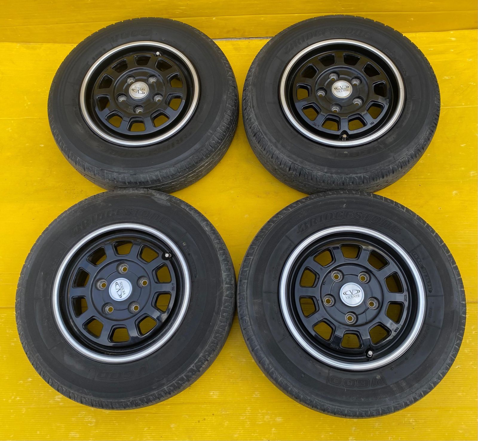  ZT 1524 4本 5穴 VICENTE アルミホイール 13 X 5 J ブリヂストンタイヤ 165 R LT 8 PR 2021 溝 58ｍｍ トヨタ タウンエース S 402 13インチ タイヤ ホイールセット
