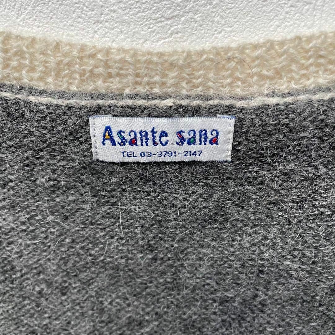 アルパカ100% Asante sana ペルー製 ニットベスト グレー レディース