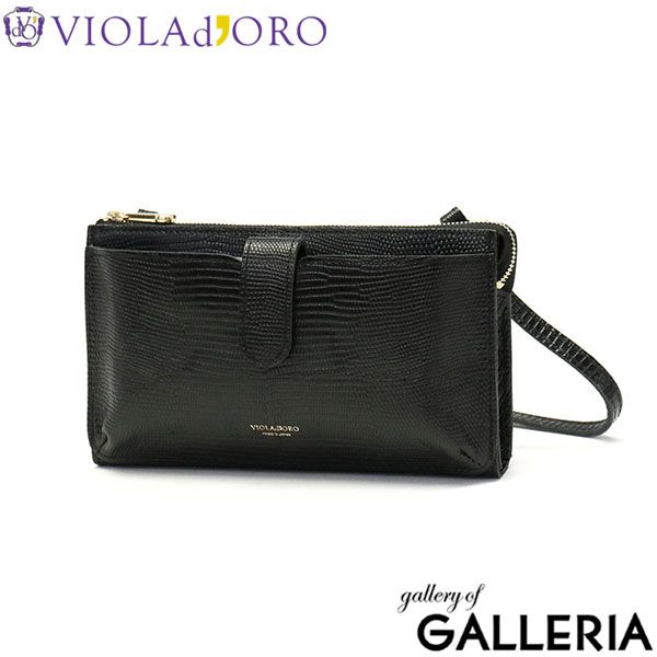 ヴィオラドーロ スマホショルダー レディース 本革 ブランド 財布 一体型 VIOLAd ORO ショルダー ポーチ シンプル ADRIA V 1326 black