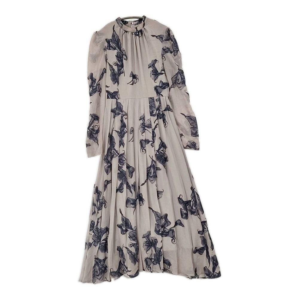 AMERI UND CALLA FLOCKY DRESS サイズM 定価24200円 袖シアー ワンピース パープル レディース アメリ 5 1203 M