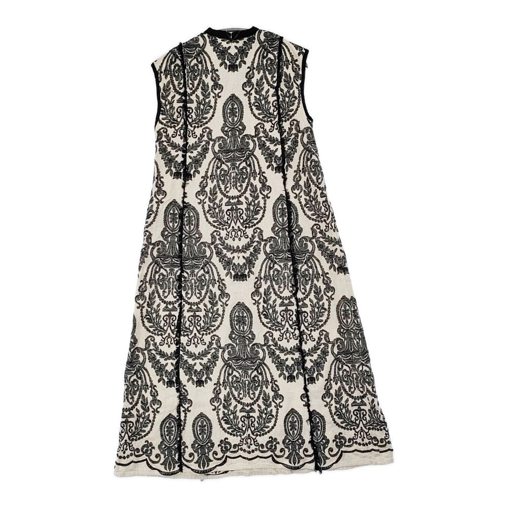Ameri VINTAGE DAMASK LINEN DRESS サイズM ノースリーブ ワンピース アイボリー ブラック レディース アメリヴィンテージ 5-1203 S