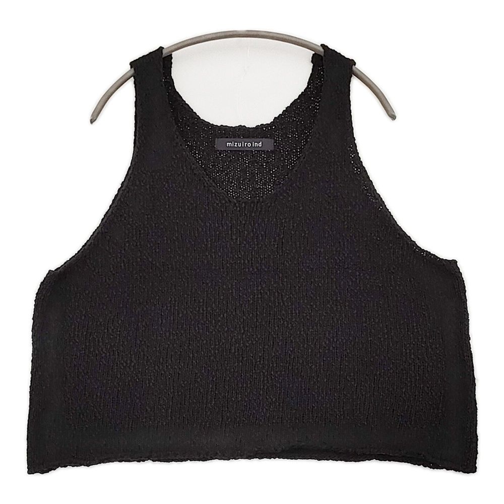 mizuiro ind リリーヤーンベスト ノースリーブコットンニット 定価13200円 3 220118 2025 ブラック レディース ミズイロインド 5 1203 M