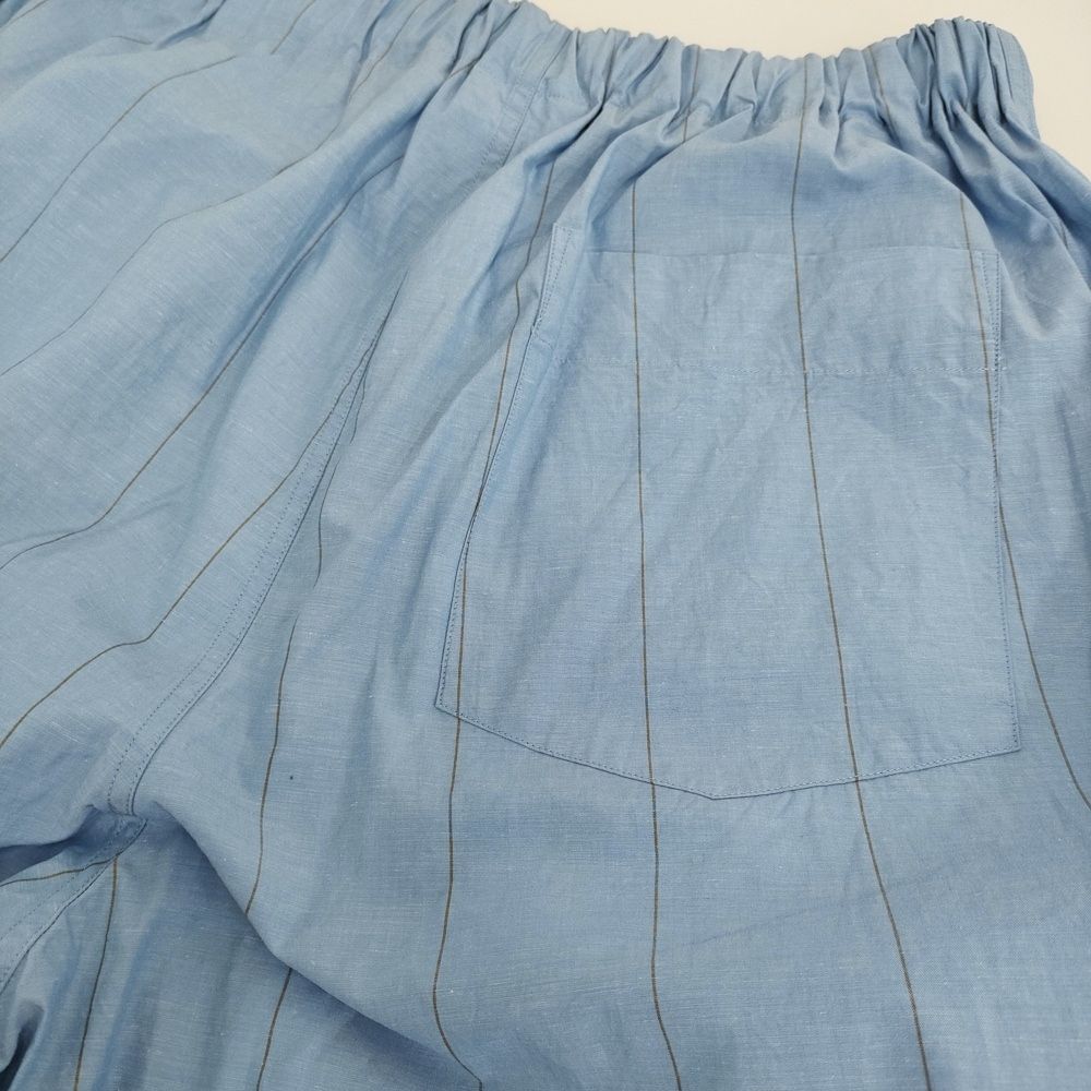  HOWELL WIDE STRIPE COTTON LINEN 589-5142002 定価36300円 パンツ 25 SS ライトブルー レディース マーガレットハウエル 5-1203 M ワイドパンツ イージーパンツ パンツ