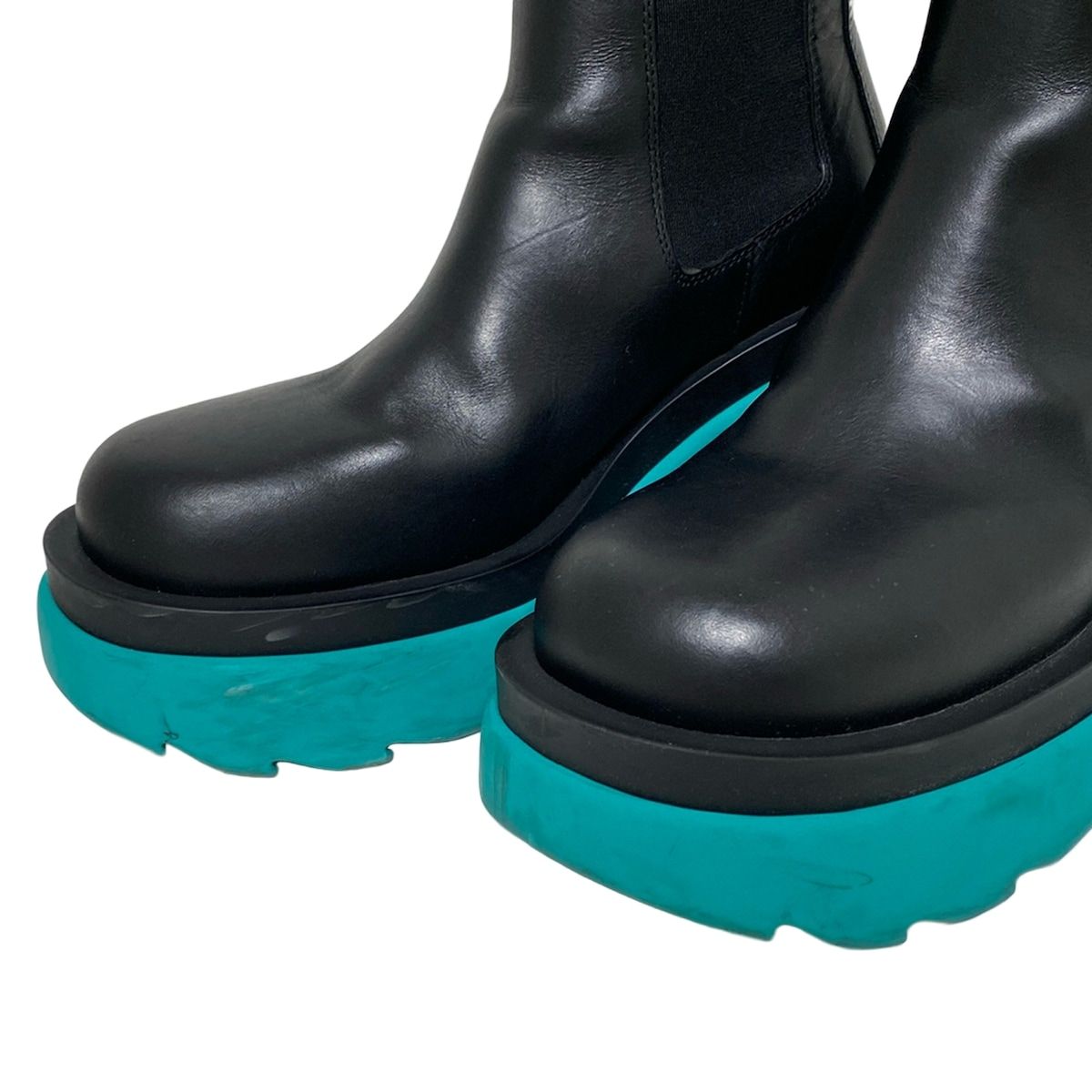  BOTTEGA VENETA ボッテガヴェネタ ショートブーツ 36 レディース - 黒×グリーン サイドゴア レザー ブーティ ブーツ