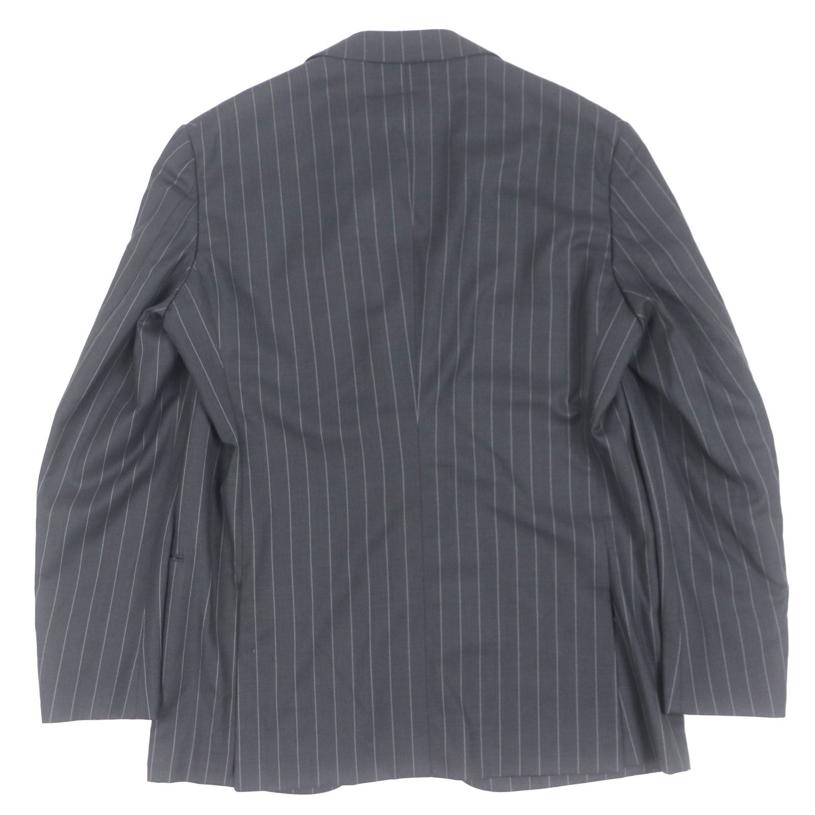極美品▼ciccio チッチオ ビスポーク ストライプ柄 本切羽 シングルスーツ セットアップ グレー XLサイズ相当 ハンガー付 メンズ 極美品▽ciccio チッチオ ビスポーク ストライプ柄 本切羽 シングル