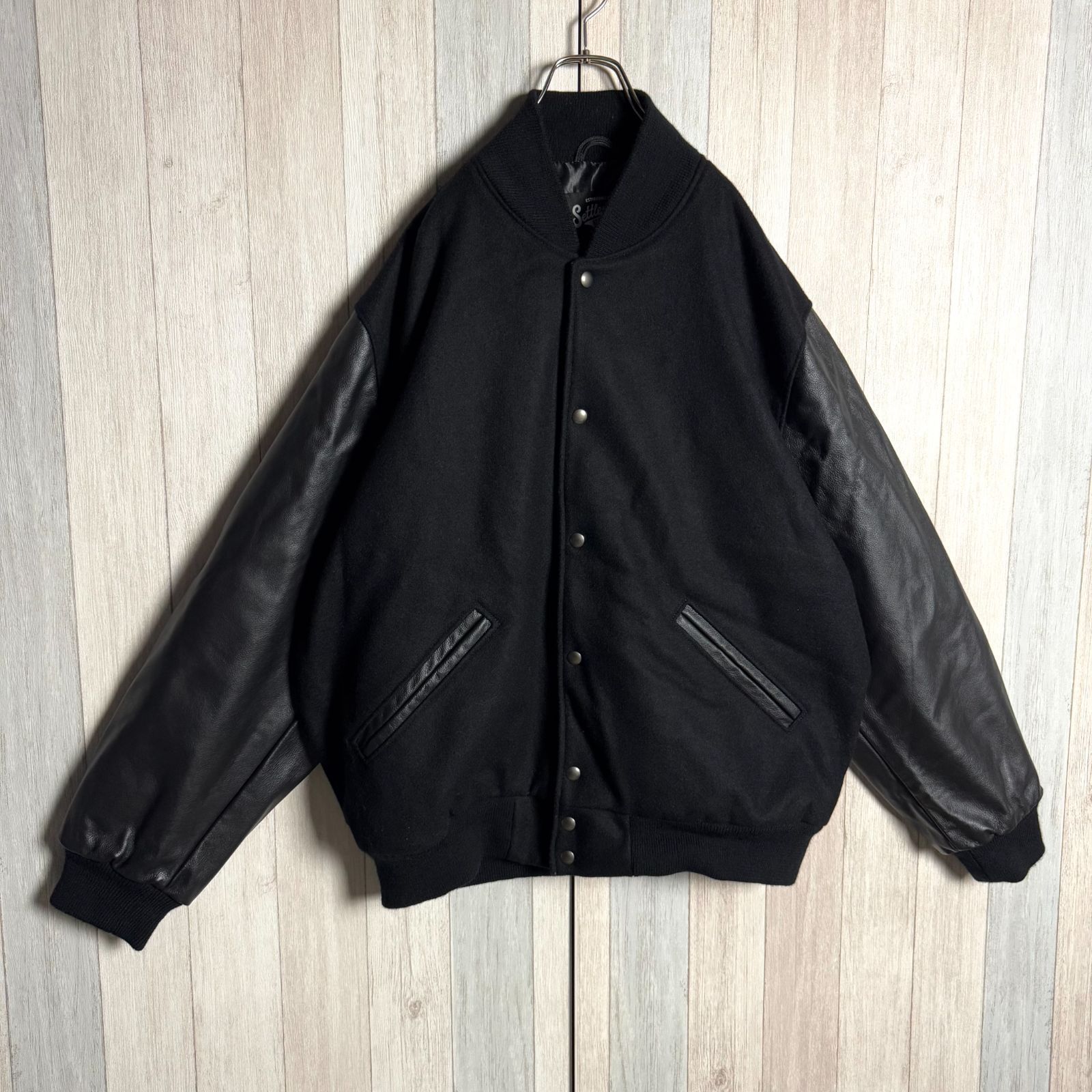 Settlemier's セトルマイヤーズ バーシティジャケット ブラック セトルマイヤーズ SETTLEMIER'S ジップアップジャケット Versity