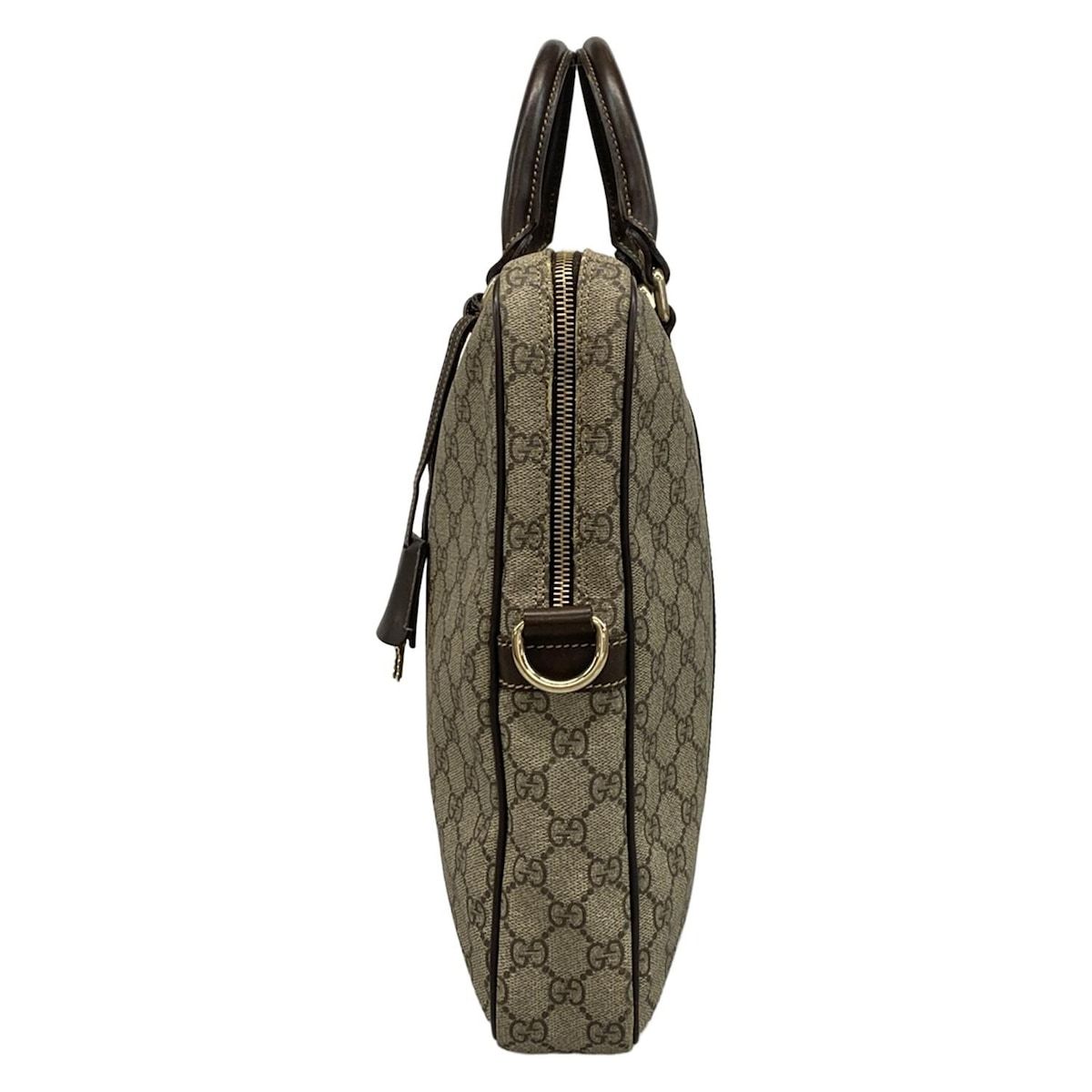  GUCCI グッチ ビジネスバッグ GGプラス GGスプリーム 201480 ダークブラウン×ベージュ 本体ロックなし レザー ビジネスバッグ バッグ