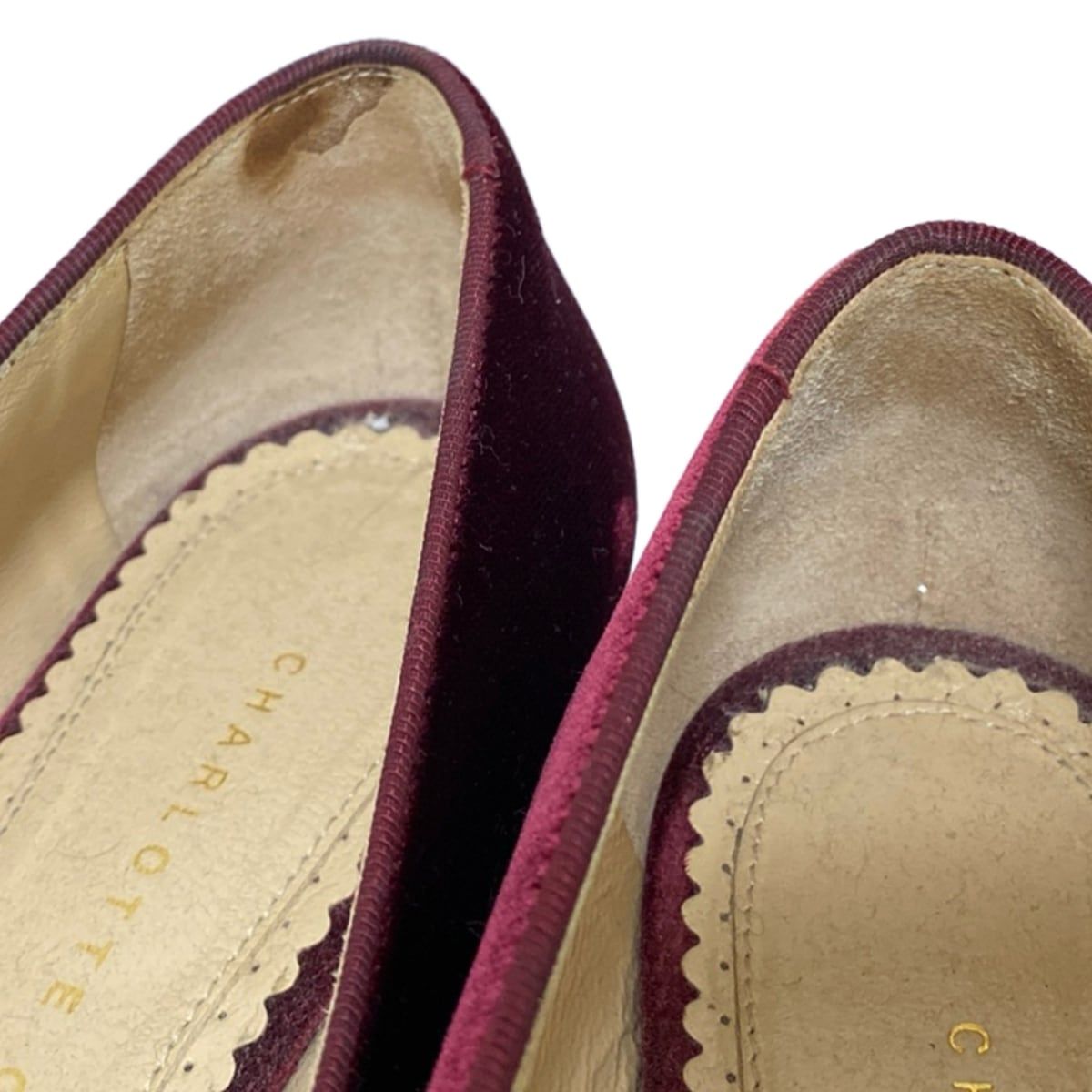  Charlotte Olympia シャーロットオリンピア フラットシューズ 34 レディース - ボルドー ラインストーン スパイダー フラットシューズ バレエシューズ パンプス