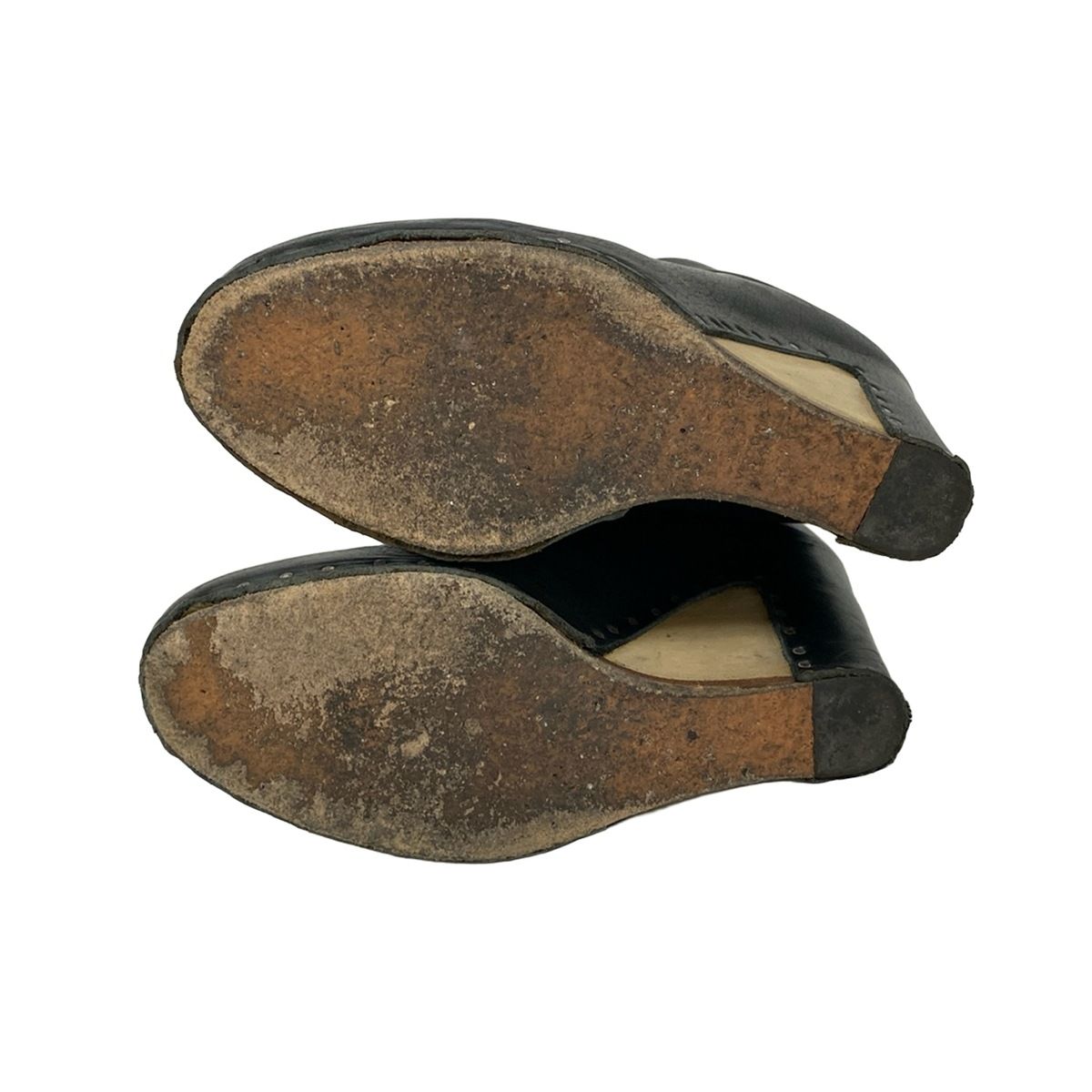  MARTIN マルタンマルジェラ ショートブーツ 36 レディース - 黒×ベージュ ウェッジソール レザー ブーティ ブーツ