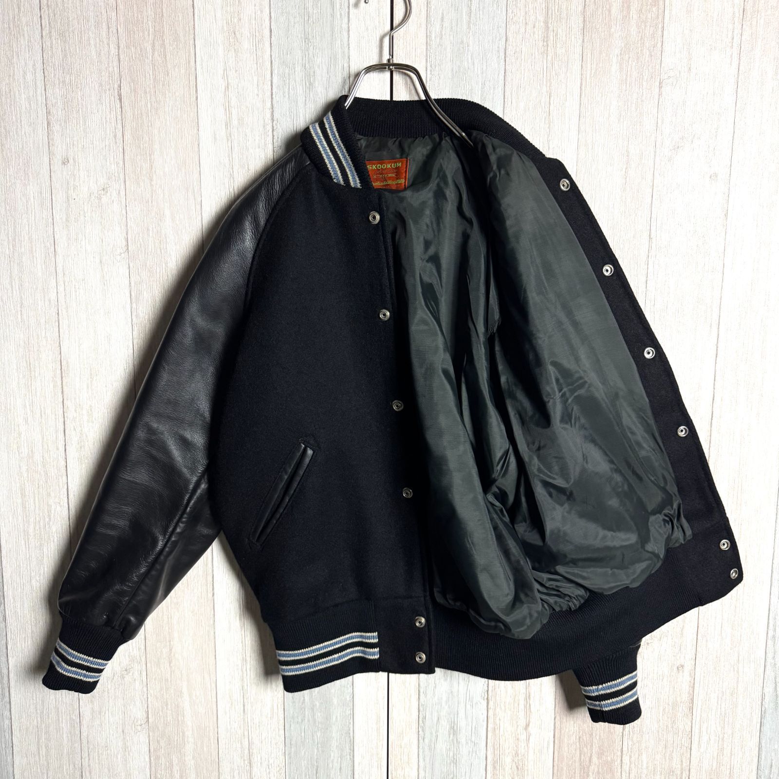 SKOOKUM オールレザースタジャン 38 M バーシティジャケット　アワード USA製 SKOOKUM スクーカム アワードジャケット 袖レザー スタジャン