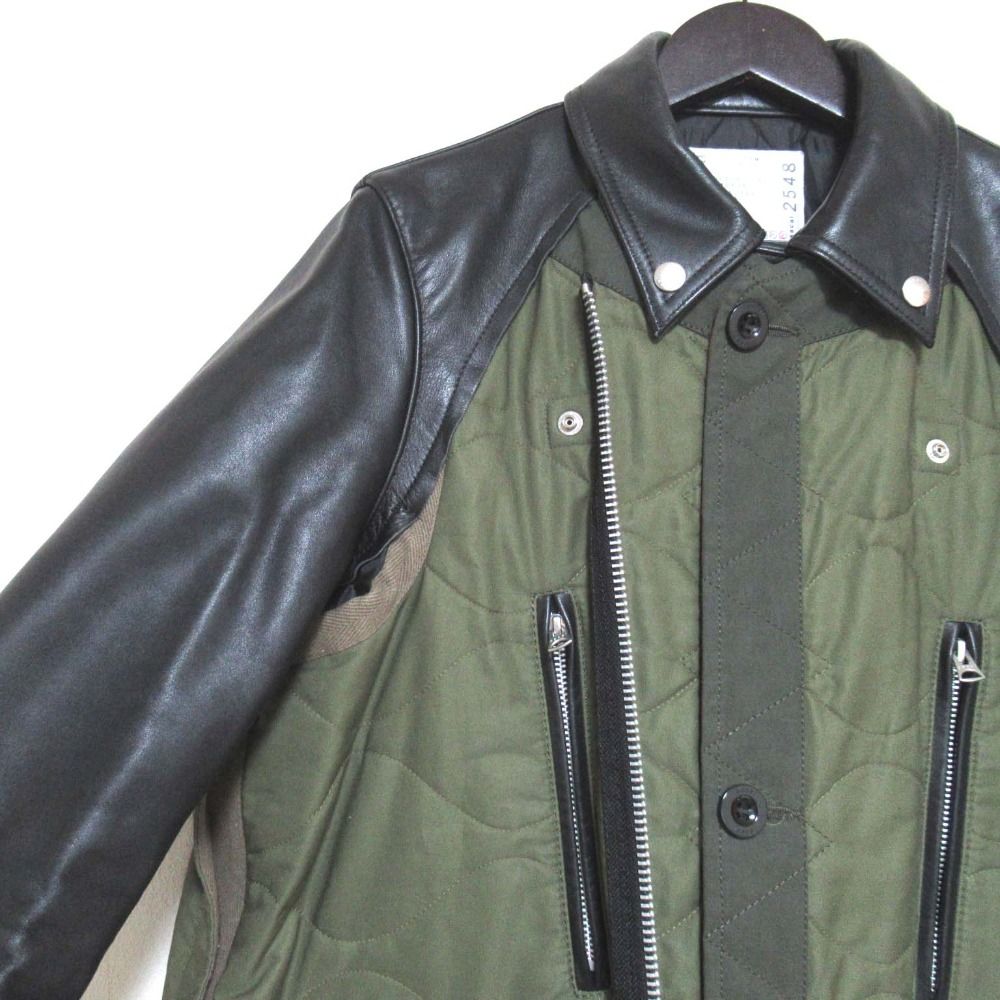 【 値下げ 】 ( 美品 ) Sacai ベスト レザー ライダース カーキ 値下げ 】 ( 美品 ) Sacai ベスト レザー ライダース カーキ 値下げ
