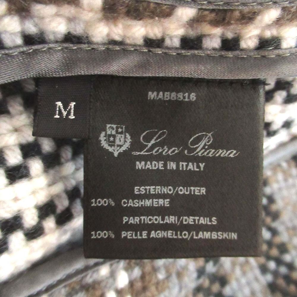 美品 Loro Piana ロロピアーナ チェック柄 カシミヤ100% レザーパイピング ニット ガウンコート Mサイズ グレー系 レディース 古着 中古 USED Loro Piana - 美品 Loro Piana ロロピアーナ チェック柄 カシミヤ100