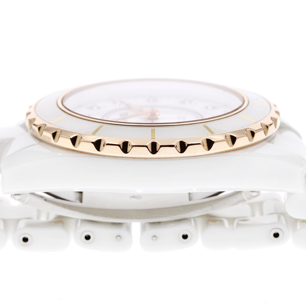 シャネル CHANEL H 2180 J 12 白セラミック 11 Pダイヤ PGベゼル クォーツ メンズ_922745 きちんと感 結婚式対応