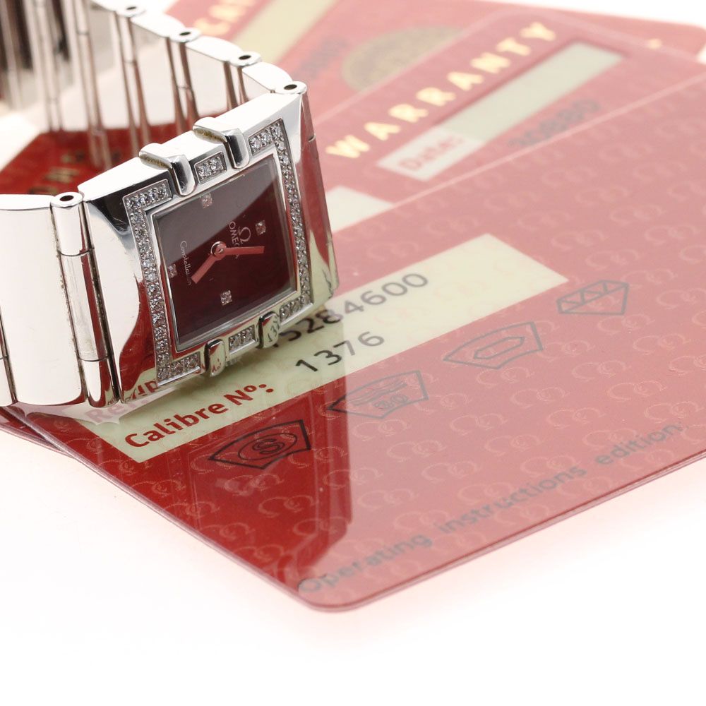 オメガ OMEGA 1528.46 コンステレーション カレ クアドラ 4 P ダイヤベゼル クォーツ レディース保証書付き_930609