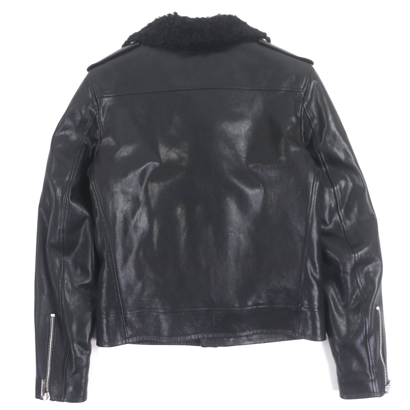 極美品▼SAINT LAURENT PARIS サンローランパリ 484333 羊革 ラムレザー ムートンボア ダブルライダースジャケット 46 正規品　メンズ 極美品▽SAINT LAURENT PARIS サンローランパリ 484333 羊革
