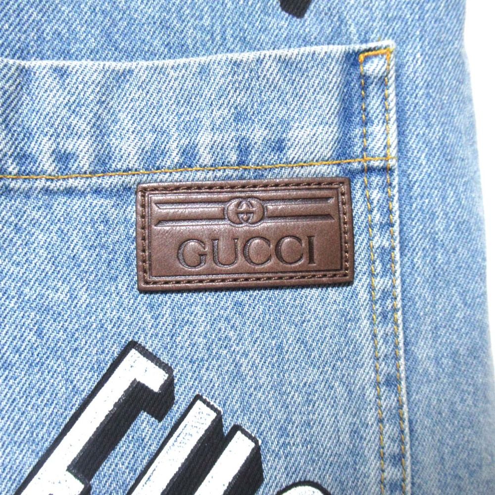 美品 23AW GUCCI グッチ FUORI プリント デニム サロペット