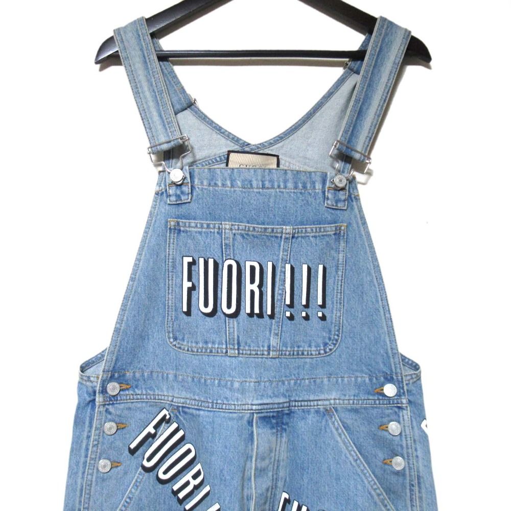 美品 23AW GUCCI グッチ FUORI プリント デニム サロペット