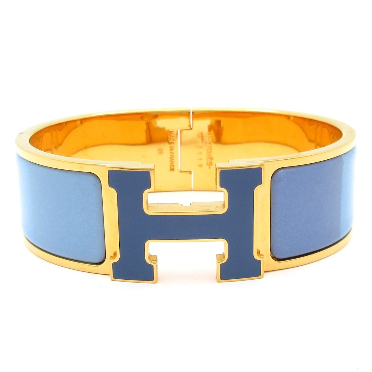 HERMES エルメス バングル クリック クラックH ゴールド ブルーグレー マルチ