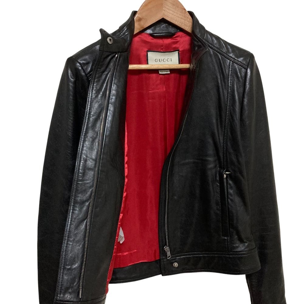 美品 GUCCI グッチ レザー シングル ライダースジャケット 290487