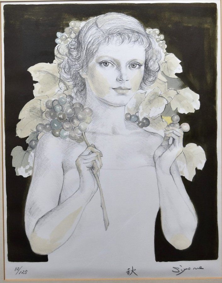 蔵C 9139 c 芝田米三 春夏秋冬 秋 リトグラフ 82 125