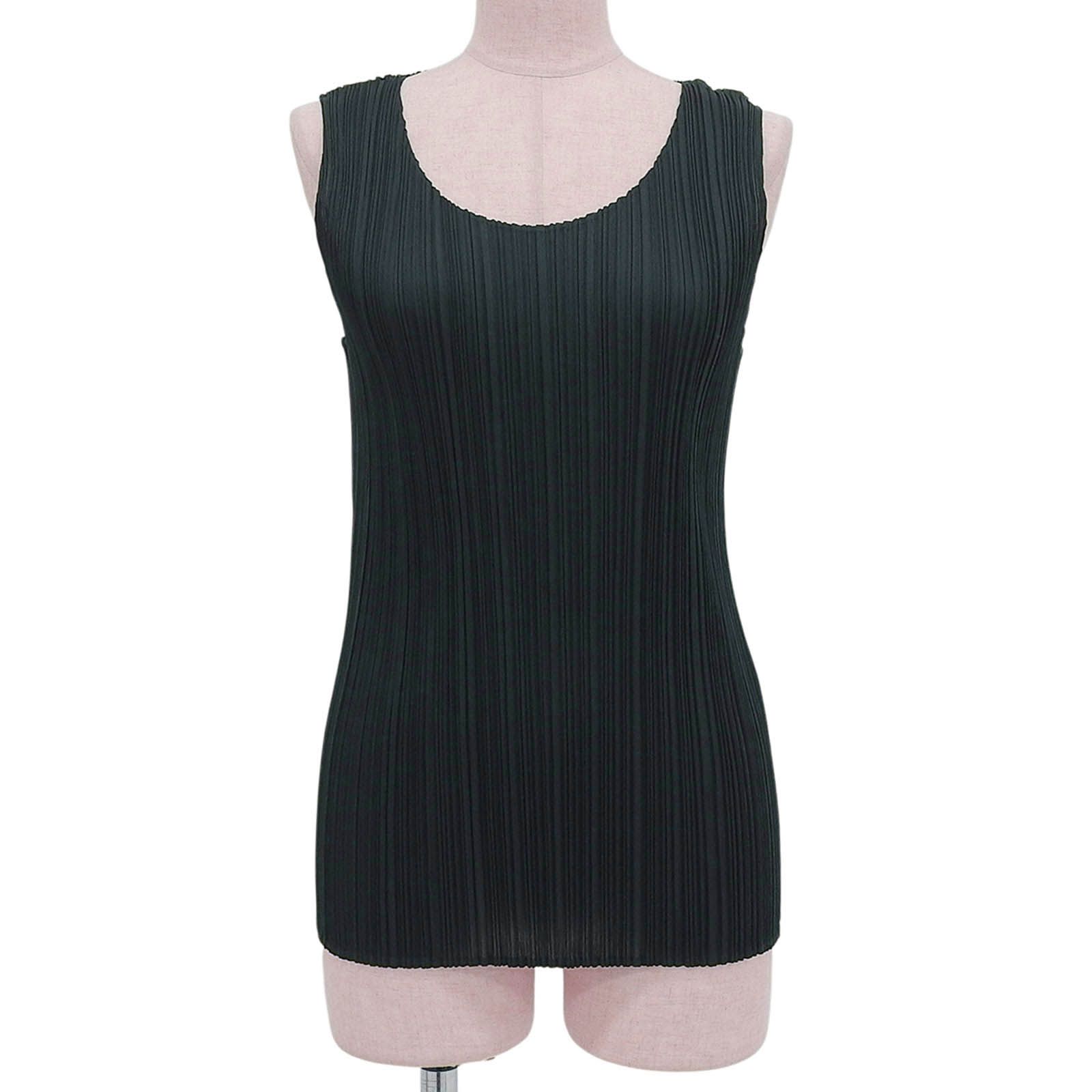 極美品✨PLEATS PLEASE プリーツ　ブラック　ノースリーブ　トップス 極美品✨PLEATS PLEASE プリーツ ブラック ノースリーブ トップス 中古