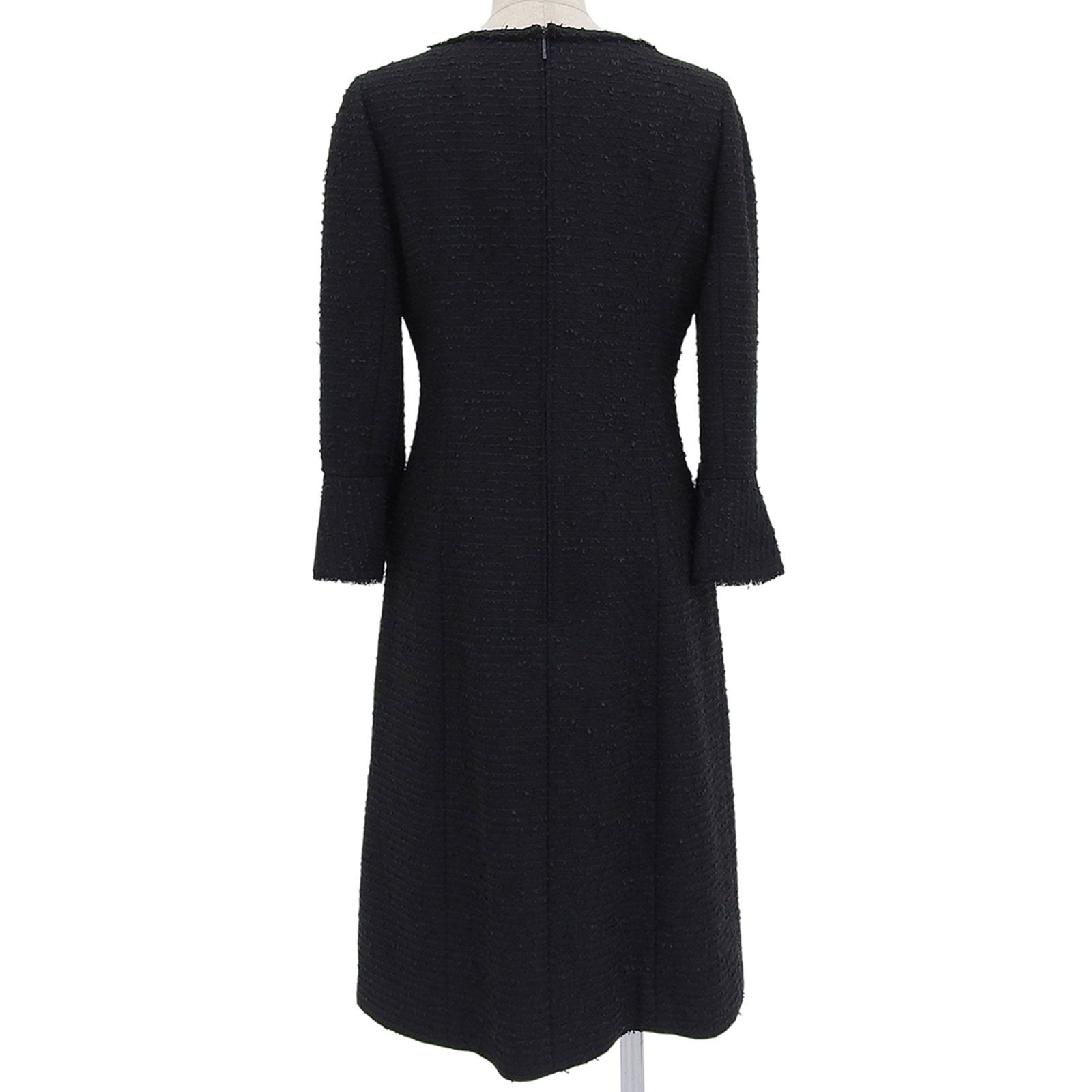 Rene ルネ 6916430 コサージュ付き ツイード ワンピース ブラック ネイビー 36 ハンガー付き レディース 定価95 700円