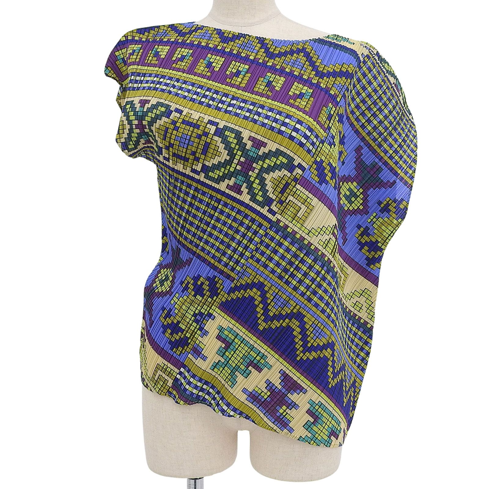 極美品▲PLEATS PLEASE プリーツプリーズ イッセイミヤケ PP03-JK554 アシンメトリーチロリアンシャツ カットソー 3 日本製 正規品 極美品△PLEATS PLEASE プリーツプリーズ イッセイミヤケ PP03-JK554