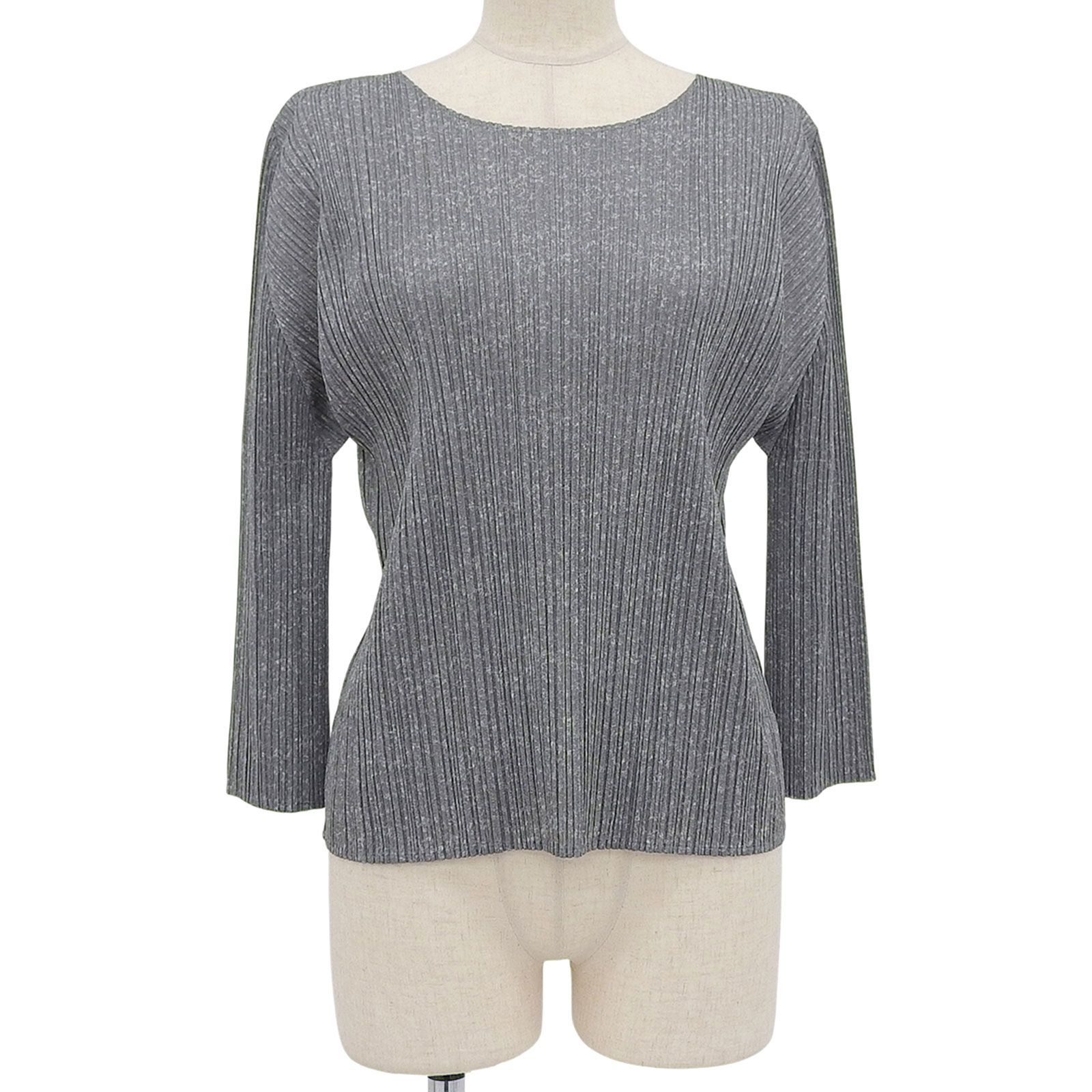 PLEATS PLEASE プリーツプリーズ イッセイミヤケ PP 01 JK 112 七分袖 カットソー トップス グレー 3 レディース