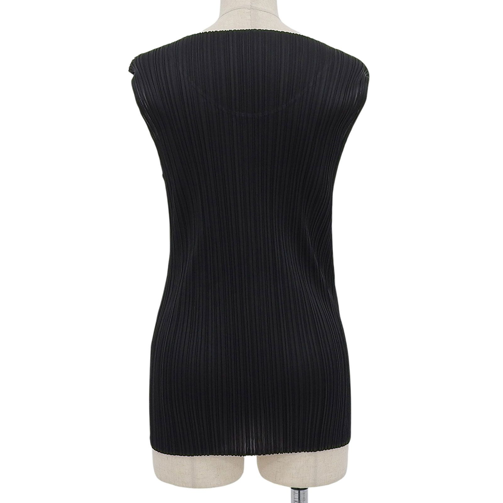 PLEATS PLEASE プリーツプリーズ イッセイミヤケ PP 05-JK 001 ラウンドネック ノースリーブ トップス ブラック 4 レディース