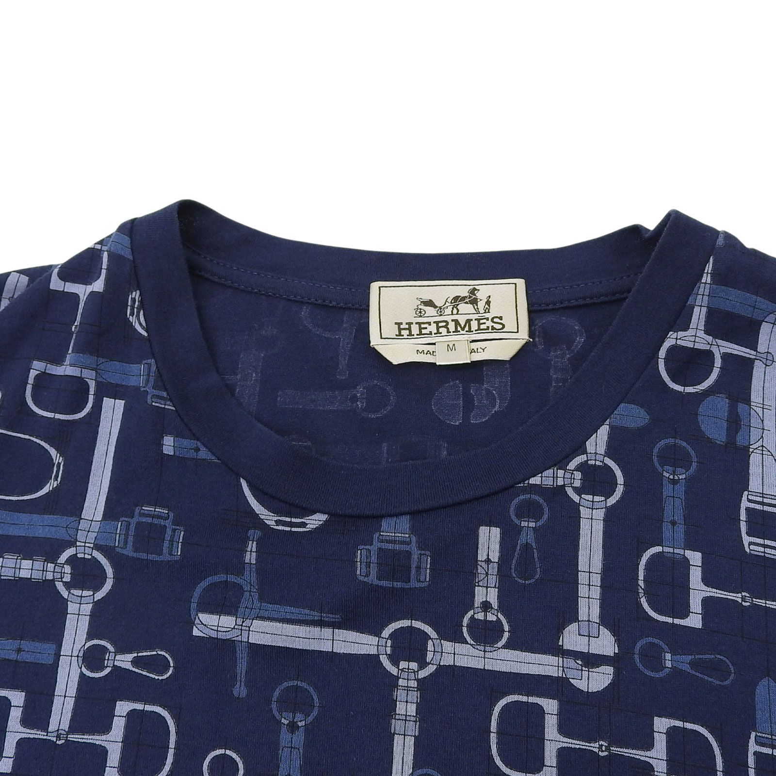 △HERMESエルメス コットンショートパンツ ボタンベルト ブルー