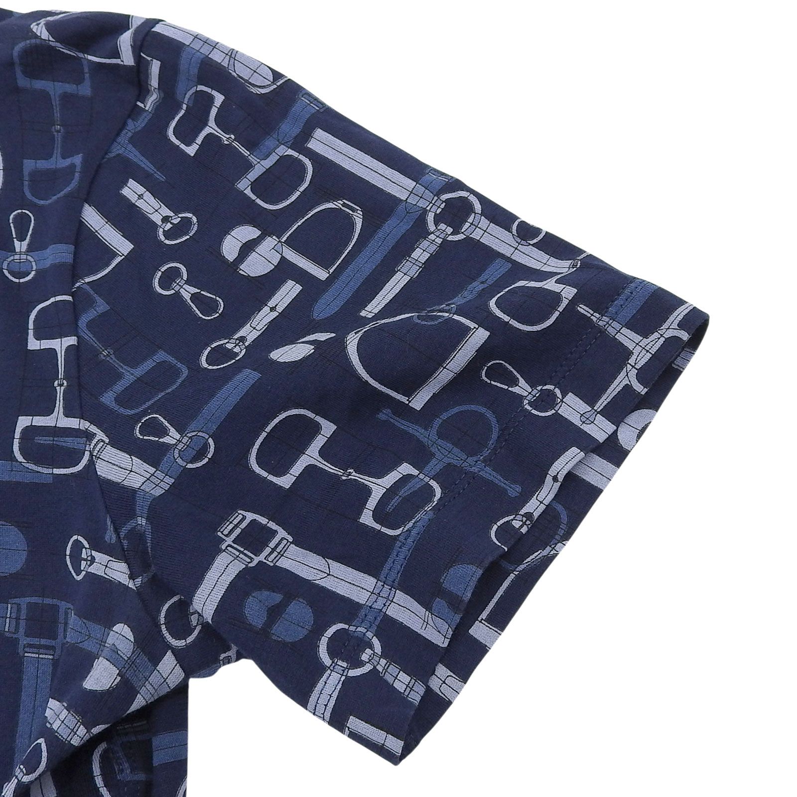 △HERMESエルメス コットンショートパンツ ボタンベルト ブルー