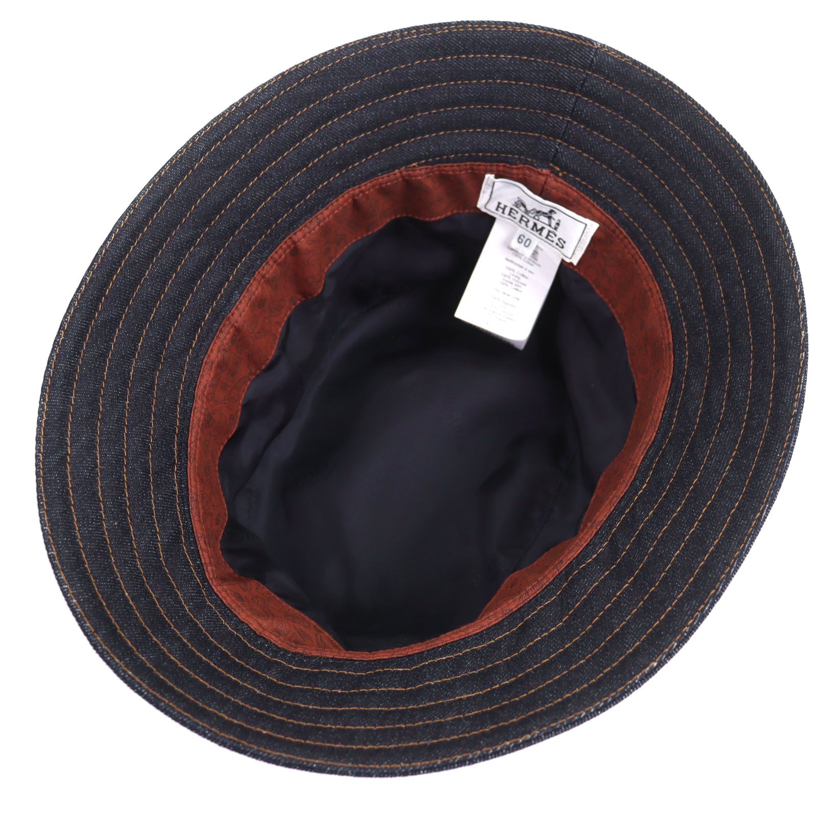 極美品▽HERMES エルメス コットン100% Hロゴ刺繍 デニム 帽子