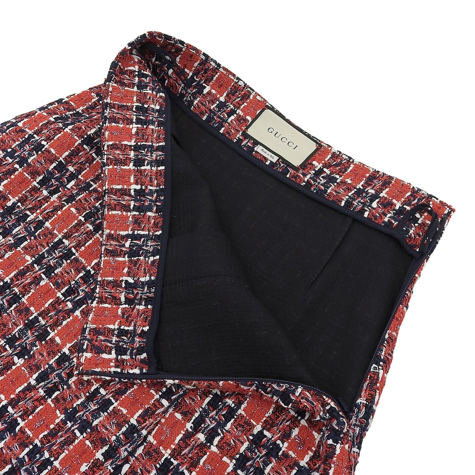 極美品△GUCCI グッチ 516588 コットン混 タイガーボタン付き チェック