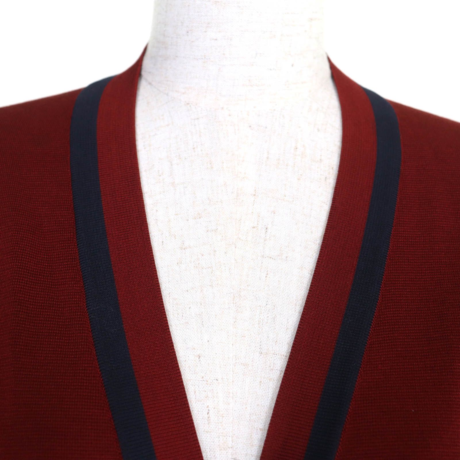 美品◇HERMES エルメス シルク カシミヤ ロゴボタン Vネック ライン