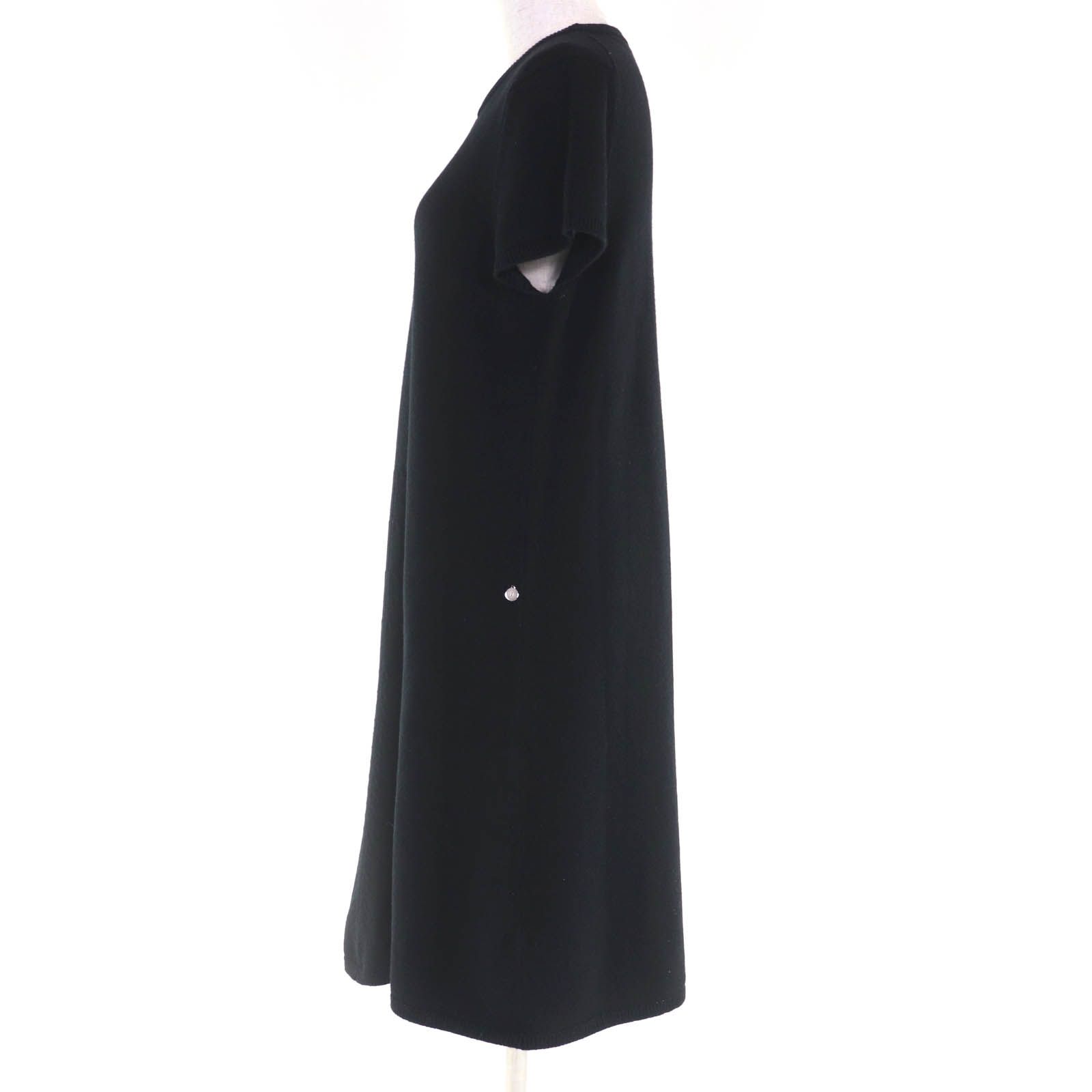 美品☆ HERMES エルメス カシミヤ ワンピース 黒 プリーツ HERMES - エルメス・カシミヤワンピース◇ブラック 36サイズ