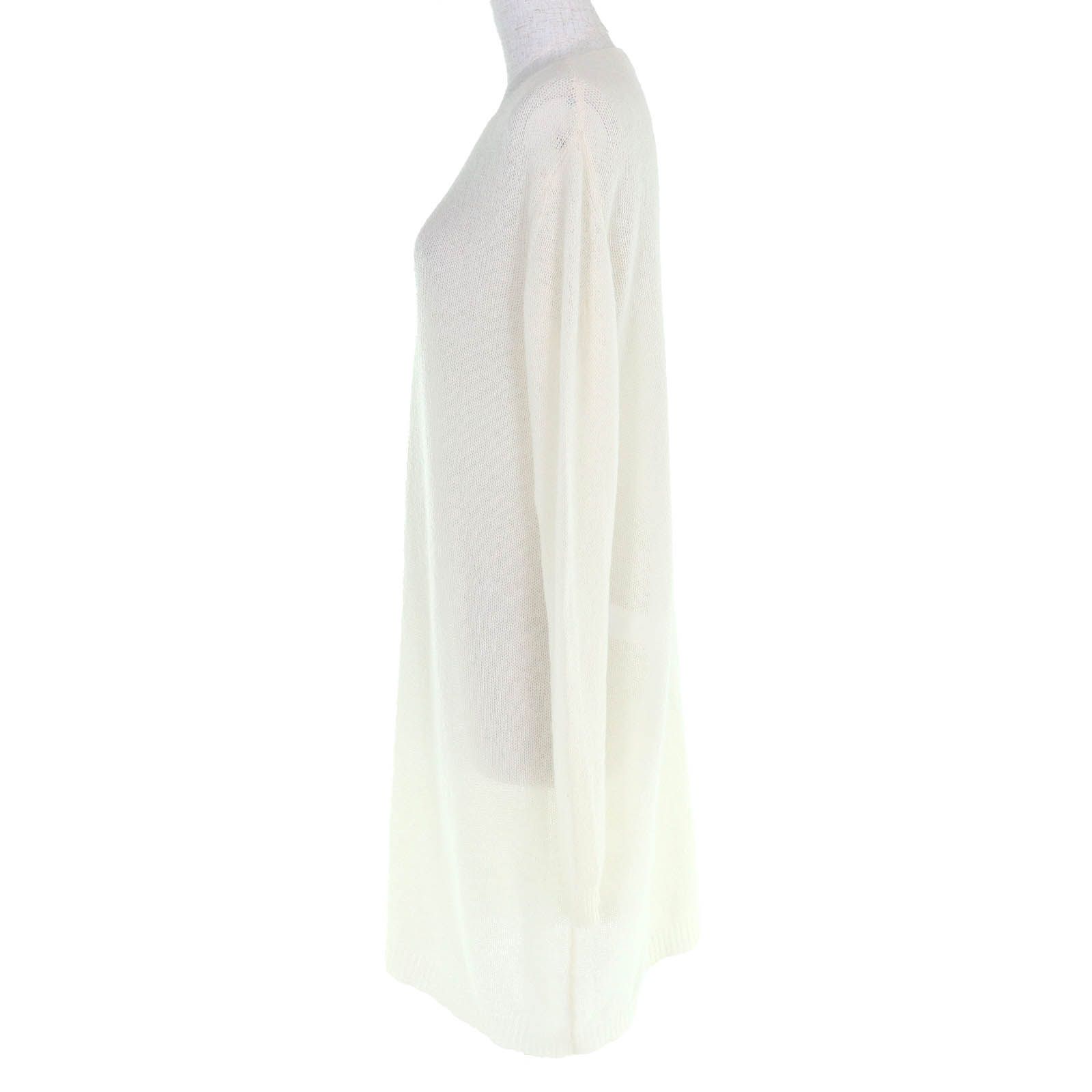 LOEWE ロエベ カシミヤ100％ クルーネック 長袖 ニット ワンピース アイボリー S イタリア製 レディース