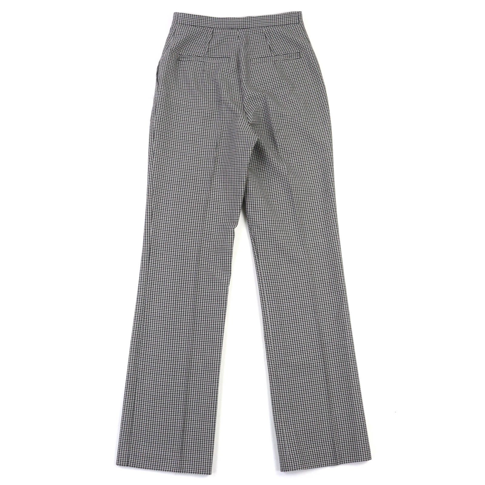 FENDI フェンディ 製 FR 6397 ウール チェック柄 センタープレス フルレングス スラックス パンツ ブラック グレー 36 イタリア製 レディース